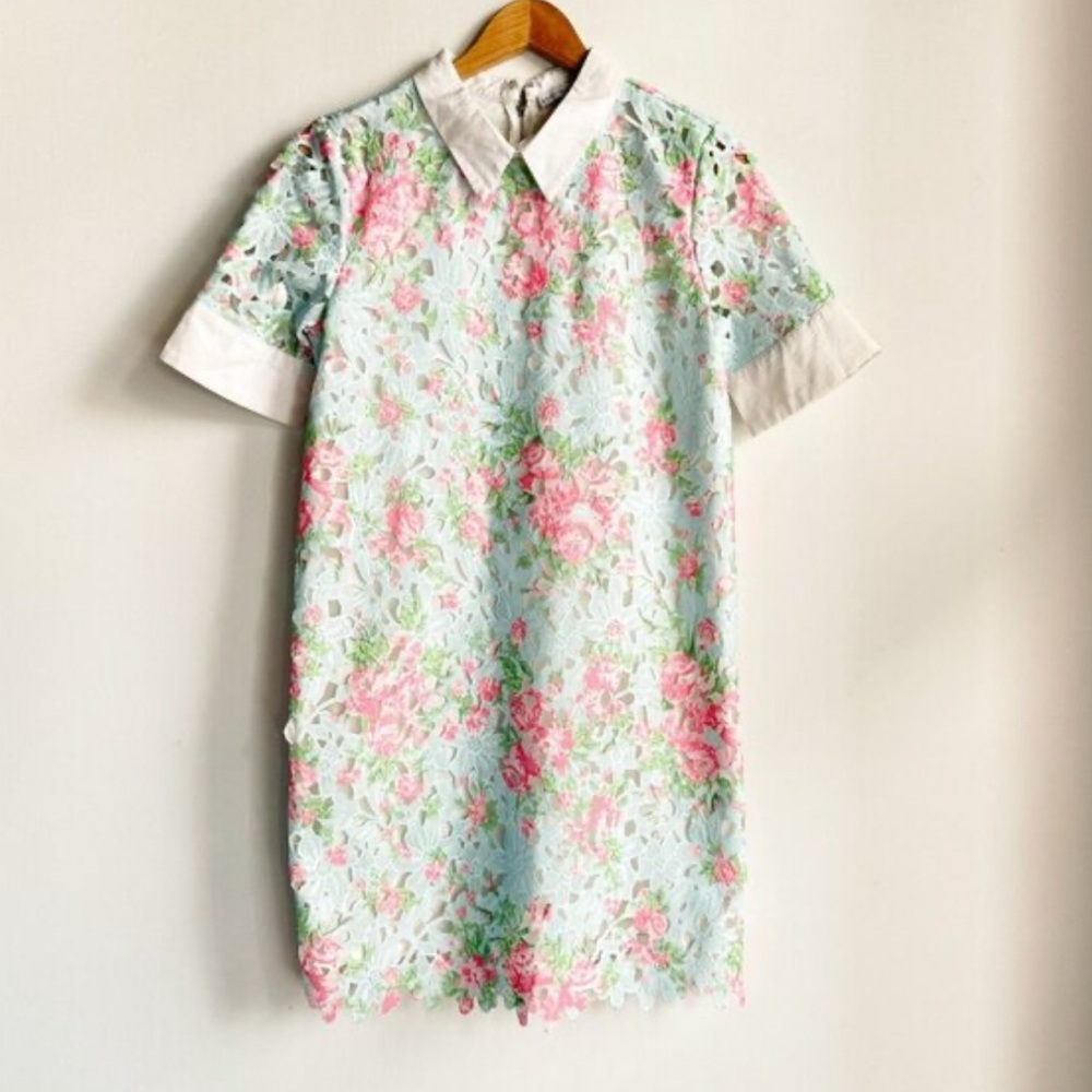 ENGLISH FACTORY lace dress multi color floral crotchet eyelet dress - Picture 9 of 9